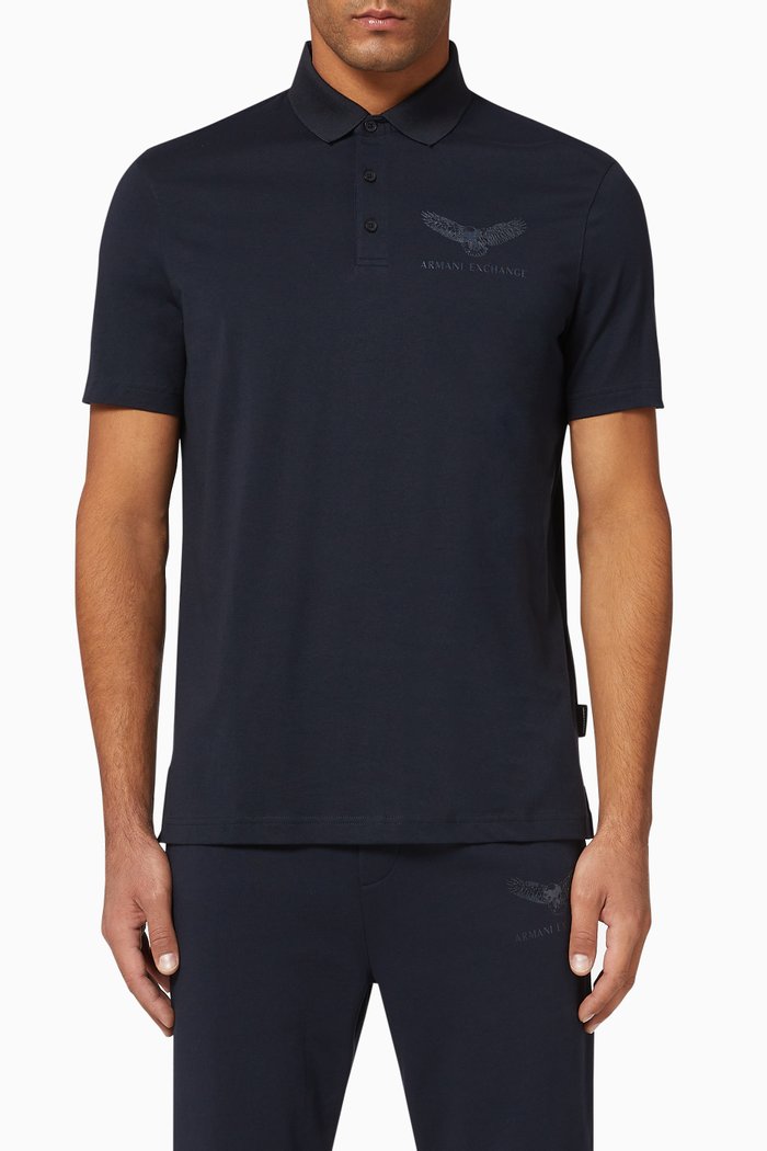 

Eagle Logo Cotton Polo, Blue