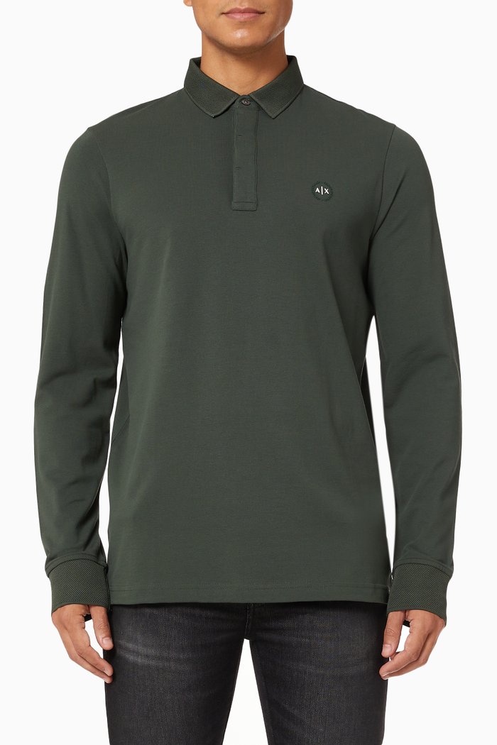 

Circle Logo Stretch Polo T-shirt in Piqué, Green
