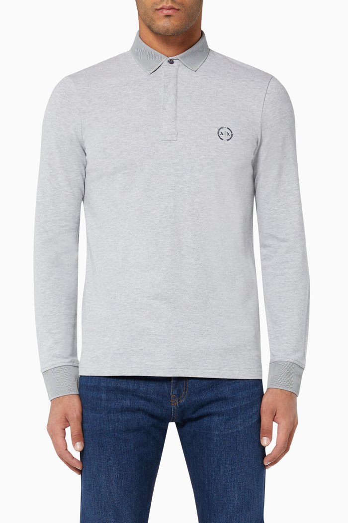 

Circle Logo Stretch Cotton Polo, Grey