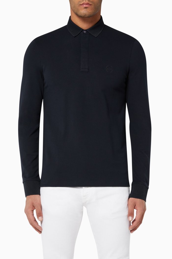 

Circle Logo Stretch Cotton Polo, Blue