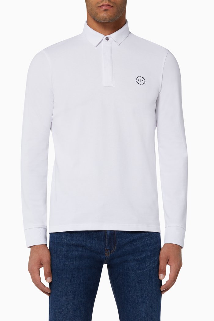 

Circle Logo Stretch Cotton Polo, White