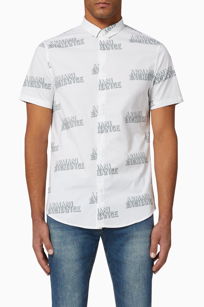 

Logo Cotton Slim-Fit Shirt, White