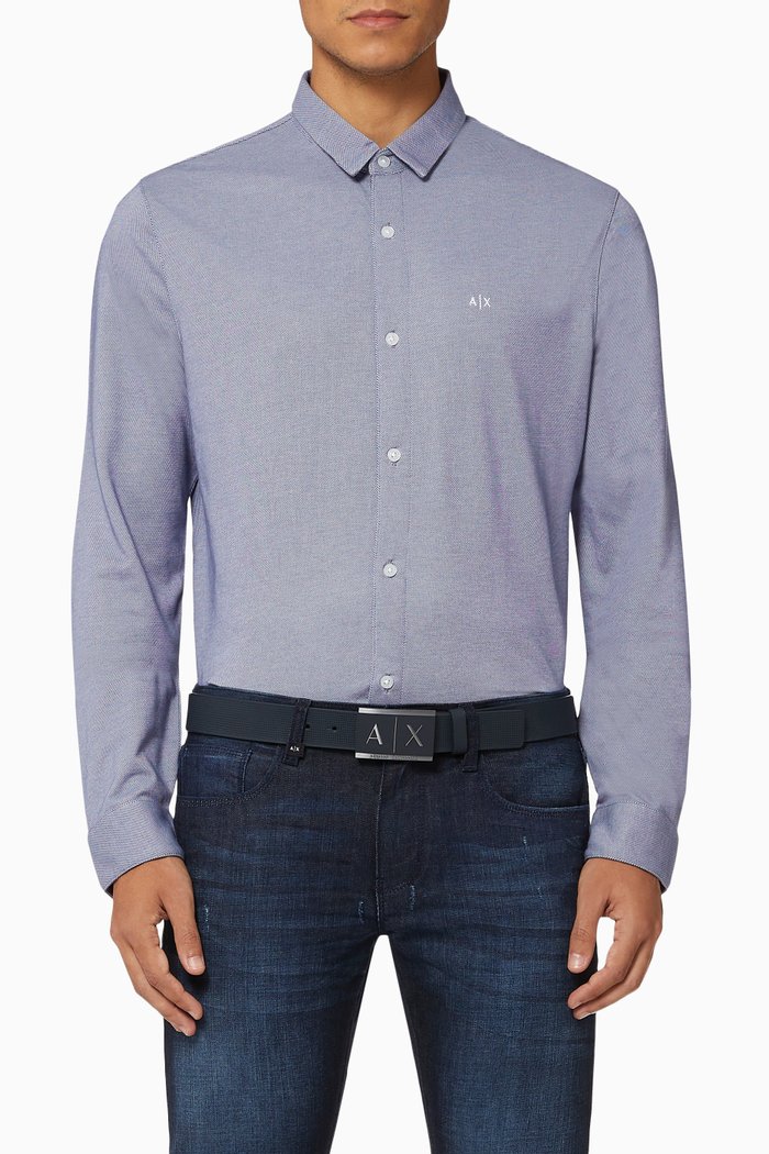 

Logo Dobby Slim Shirt, White