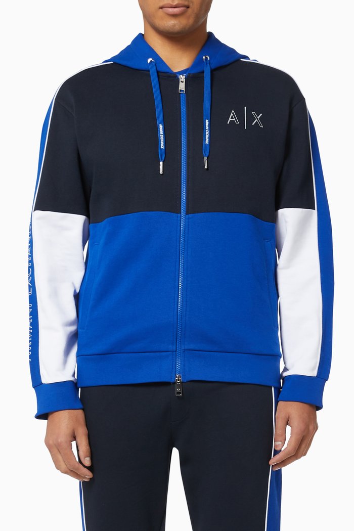

AX Colour Blocked Hooded Sweatshirt, Blue