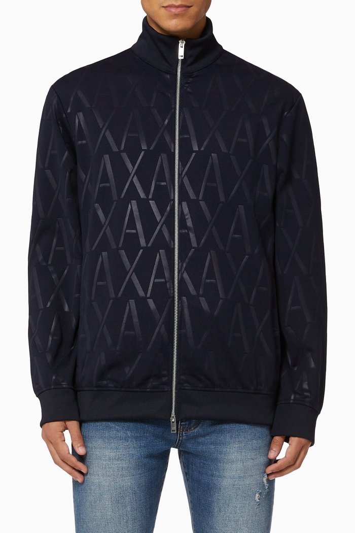 

Raised Logo Zip Sweatshirt, Blue