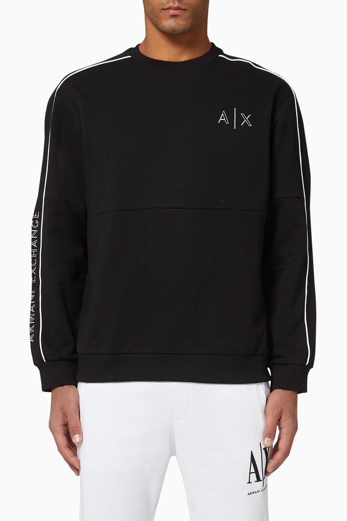

Logo Tape Cotton Fleece Sweatshirt, Black