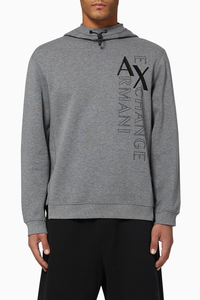 Vertical Logo Jersey Hoodie, Grey