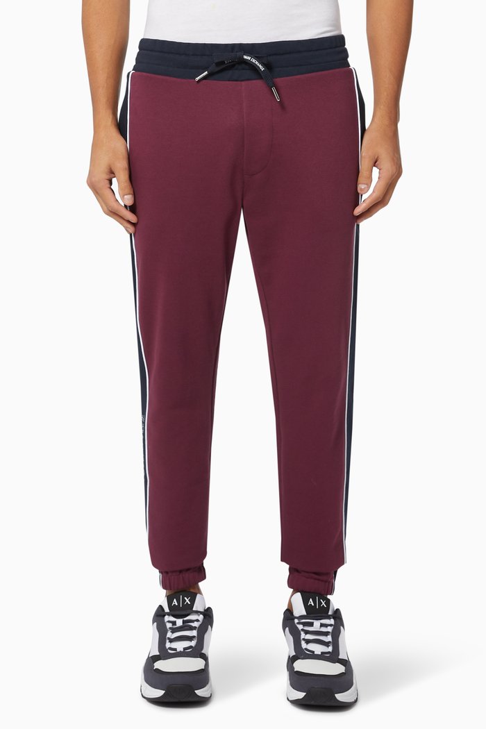 

AX Contrast Piping Sweatpants, Burgundy