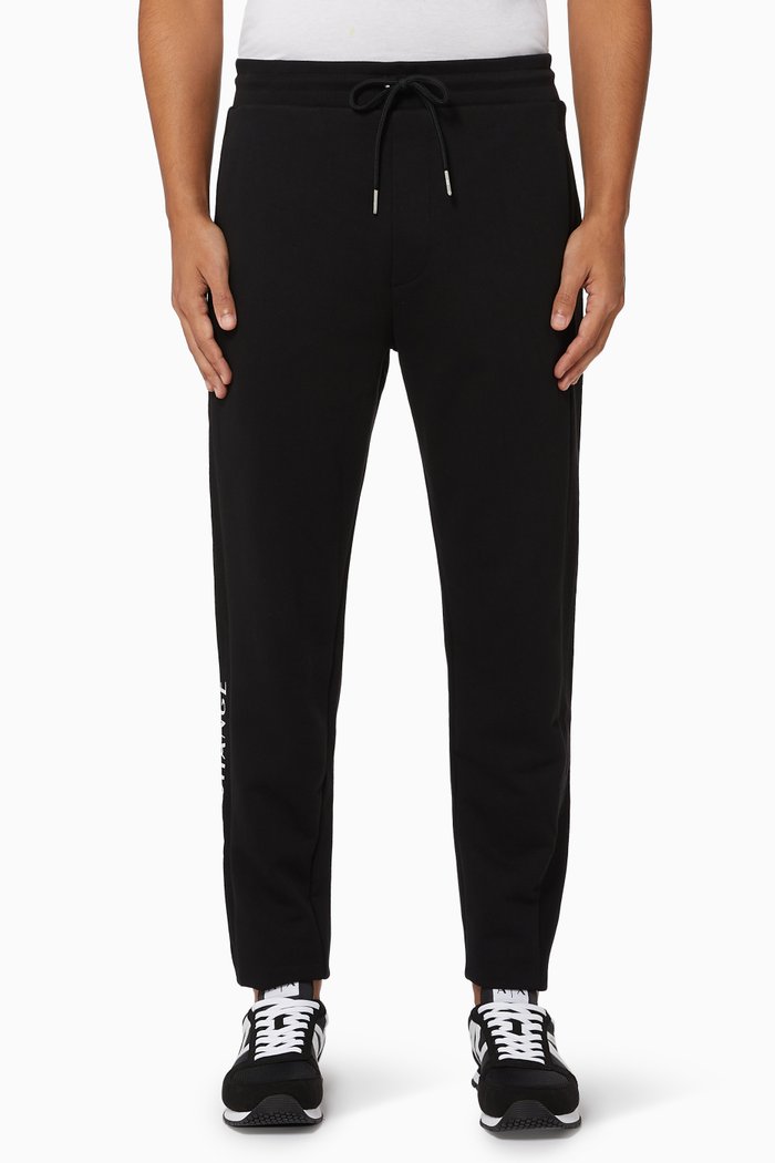 

Logo Tape Cotton Fleece Sweatpants, Black