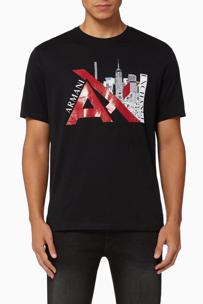 

Logo & City Cotton T-Shirt, Black