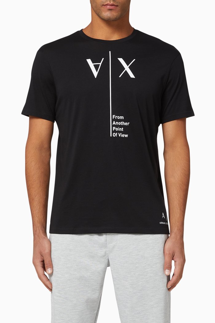 

Upside Down Logo Cotton T-Shirt, Black