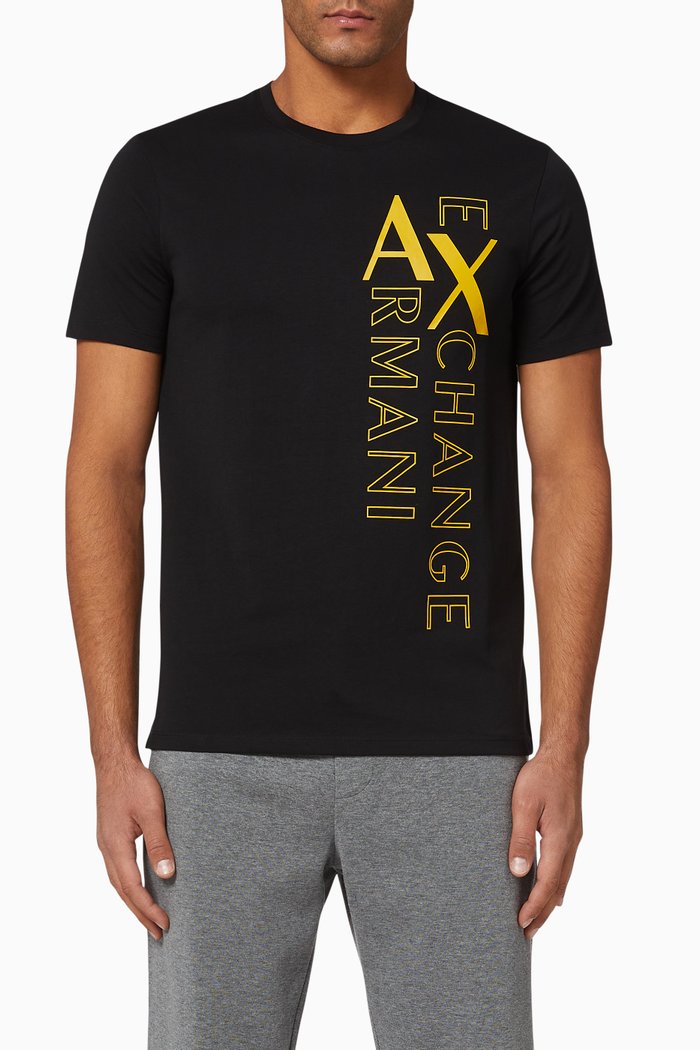 

Vertical Logo Cotton T-Shirt, Black