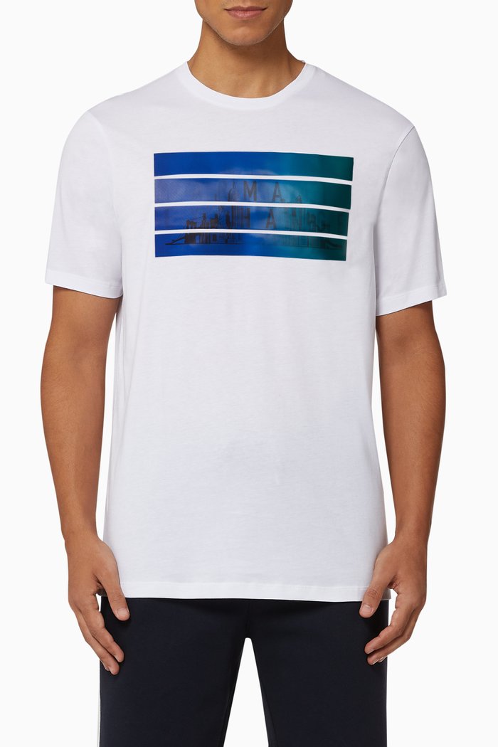 

Stripe Logo Cotton T-Shirt, White