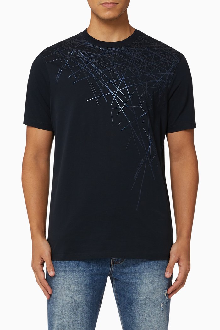 

Geometric Print Cotton T-Shirt, Blue