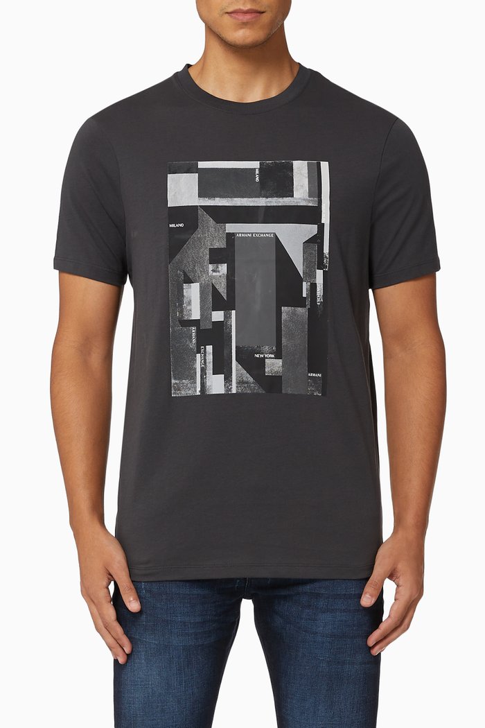 

Abstract Block Cotton T-Shirt, Grey