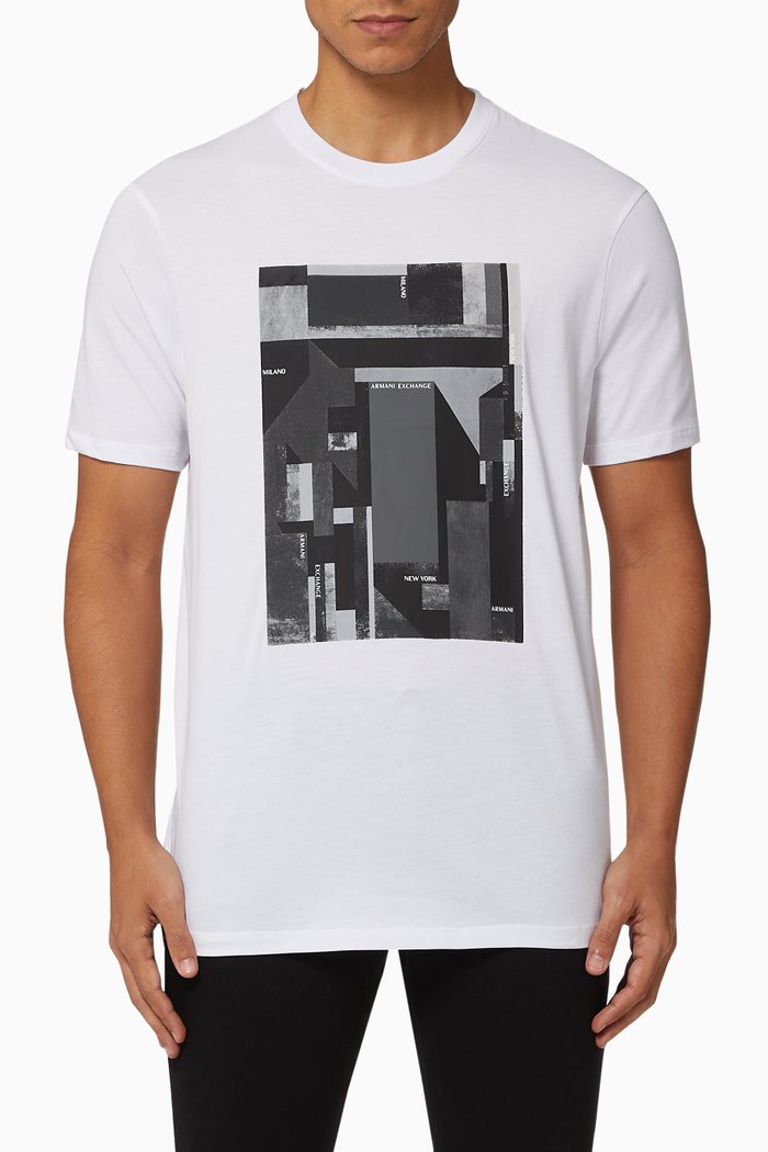 

Abstract Block Cotton T-Shirt, White