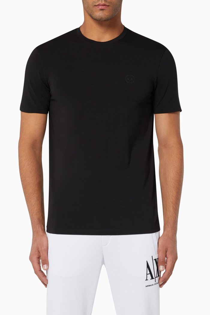 Circle Logo Stretch Cotton T-Shirt, Black