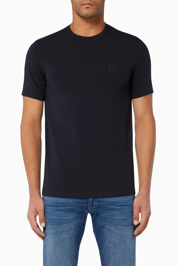 

Circle Logo Stretch Cotton T-Shirt, Blue