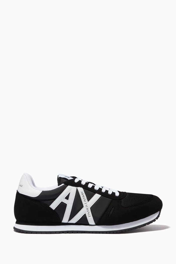 AX Icon Sneakers in Suede & Mesh, Black
