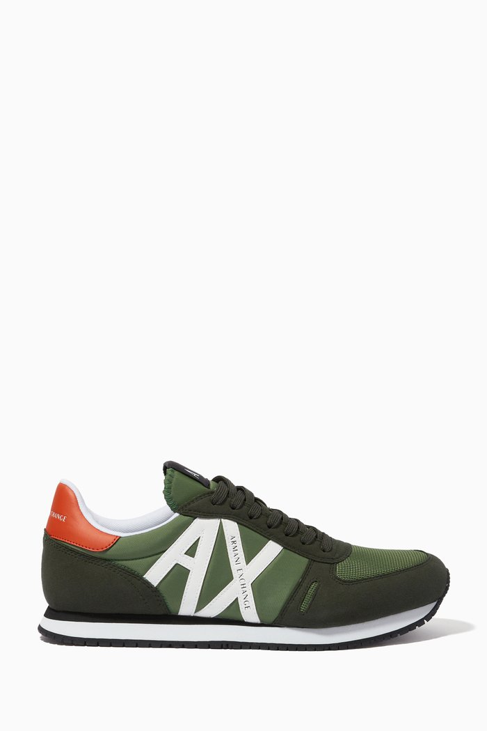 

Icon Logo Sneakers in Faux Suede & Fabric, Green