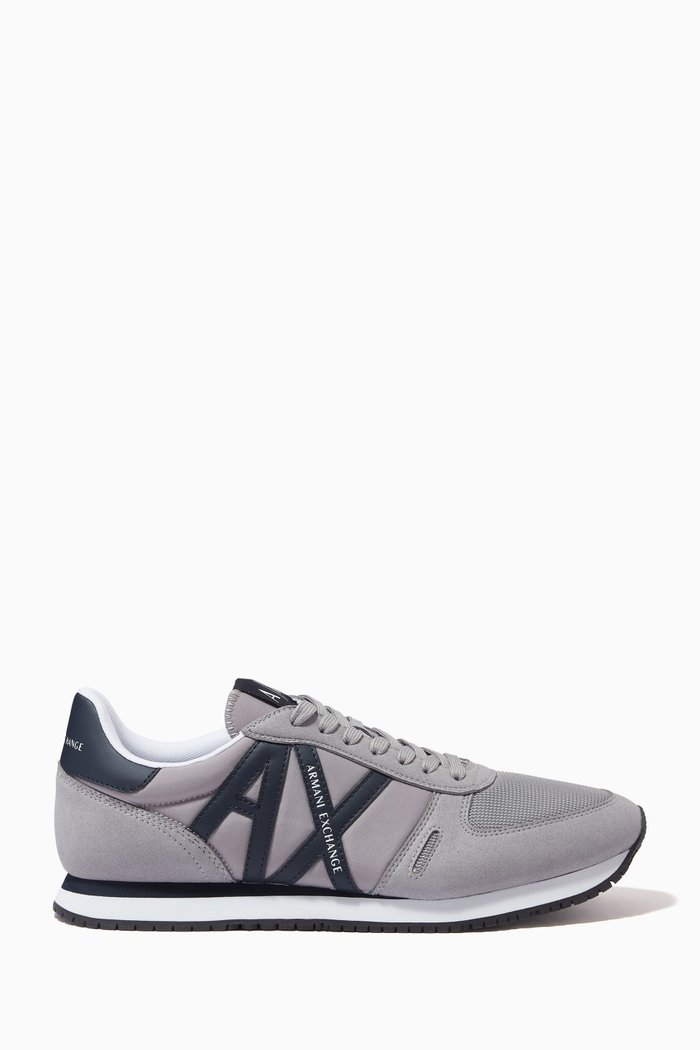

Icon Logo Sneakers in Faux Leather & Fabric, Blue
