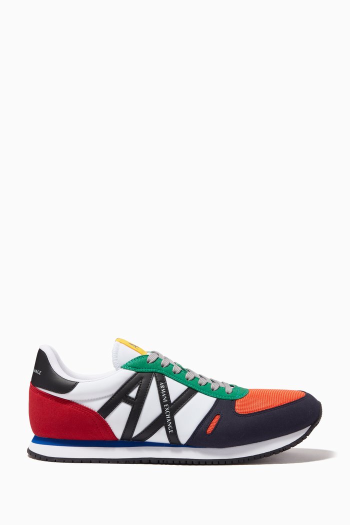 

Icon Logo Sneakers in Faux Suede and Fabric, White