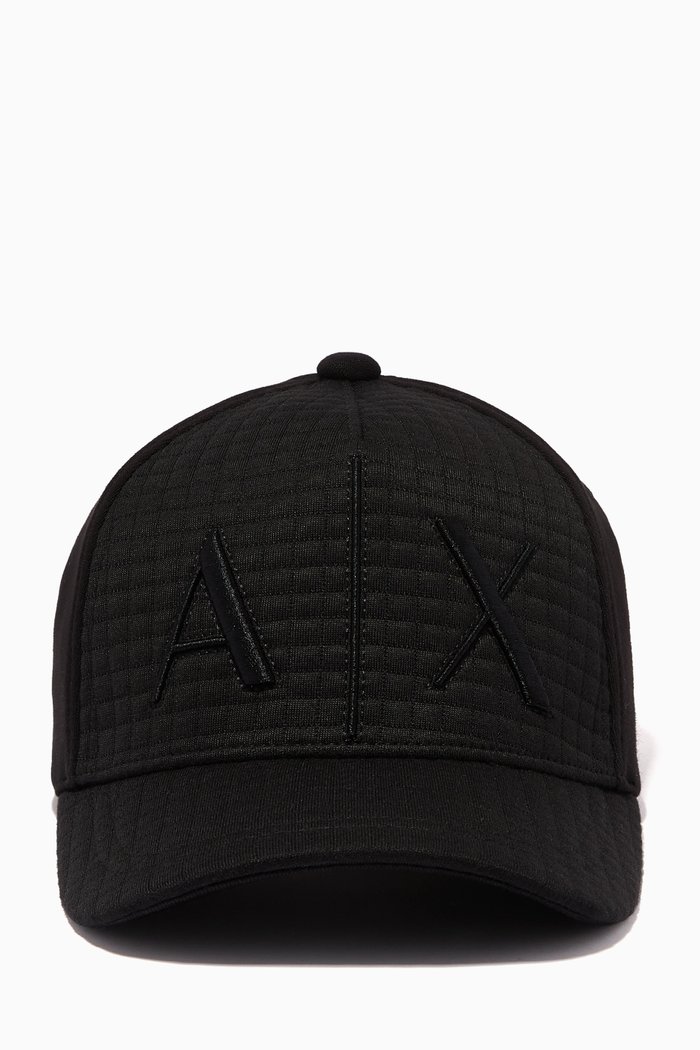 

Logo Baseball Cap in Quilted Fabric, Black