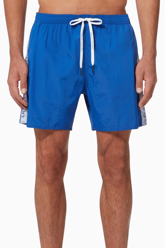 

tape Logo Swim Shorts, Blue