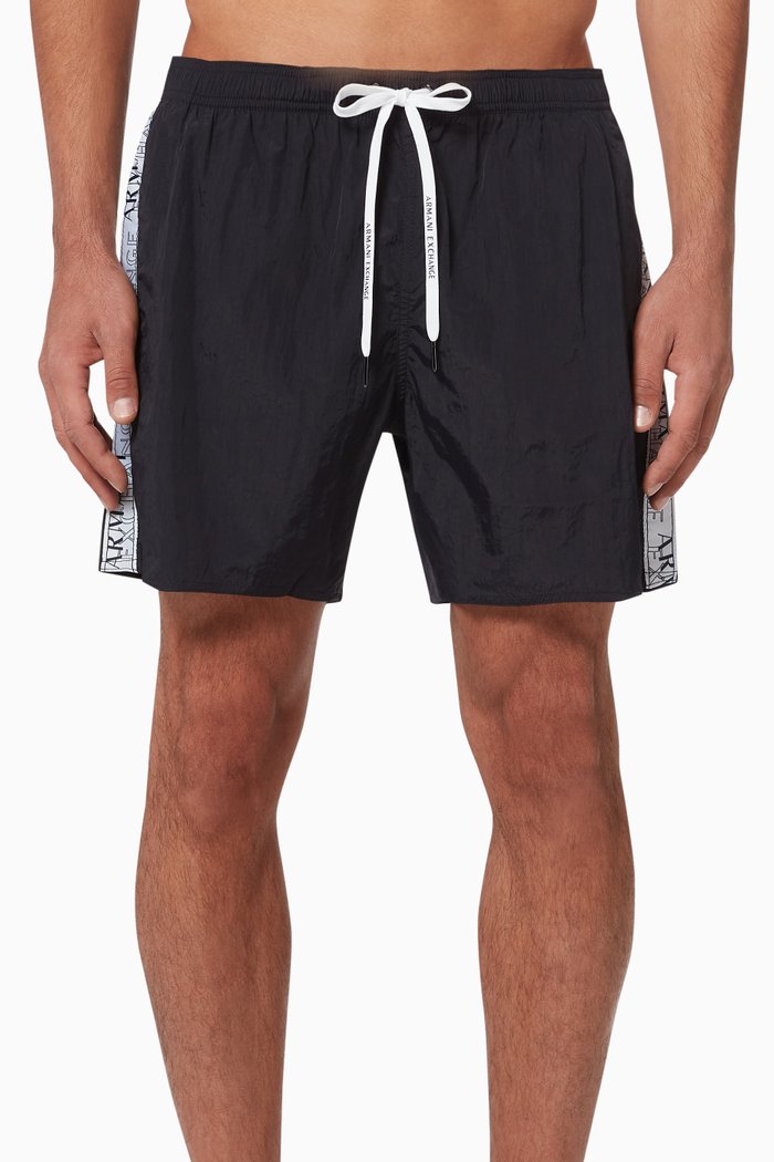 

tape Logo Swim Shorts, Blue