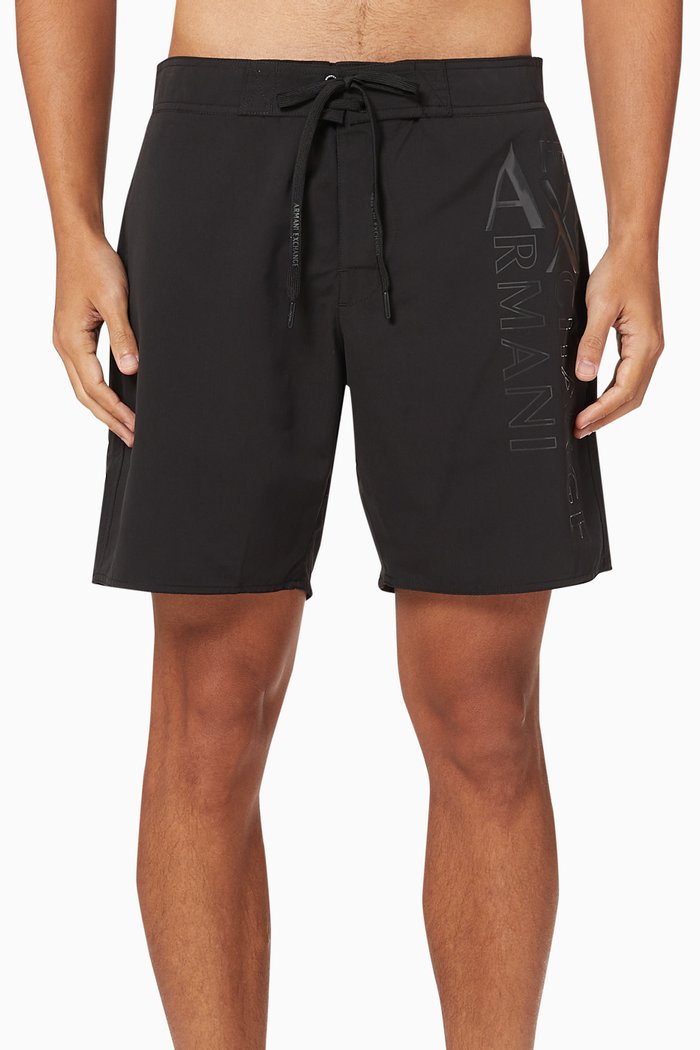 Vertical Logo Swim Shorts, Black