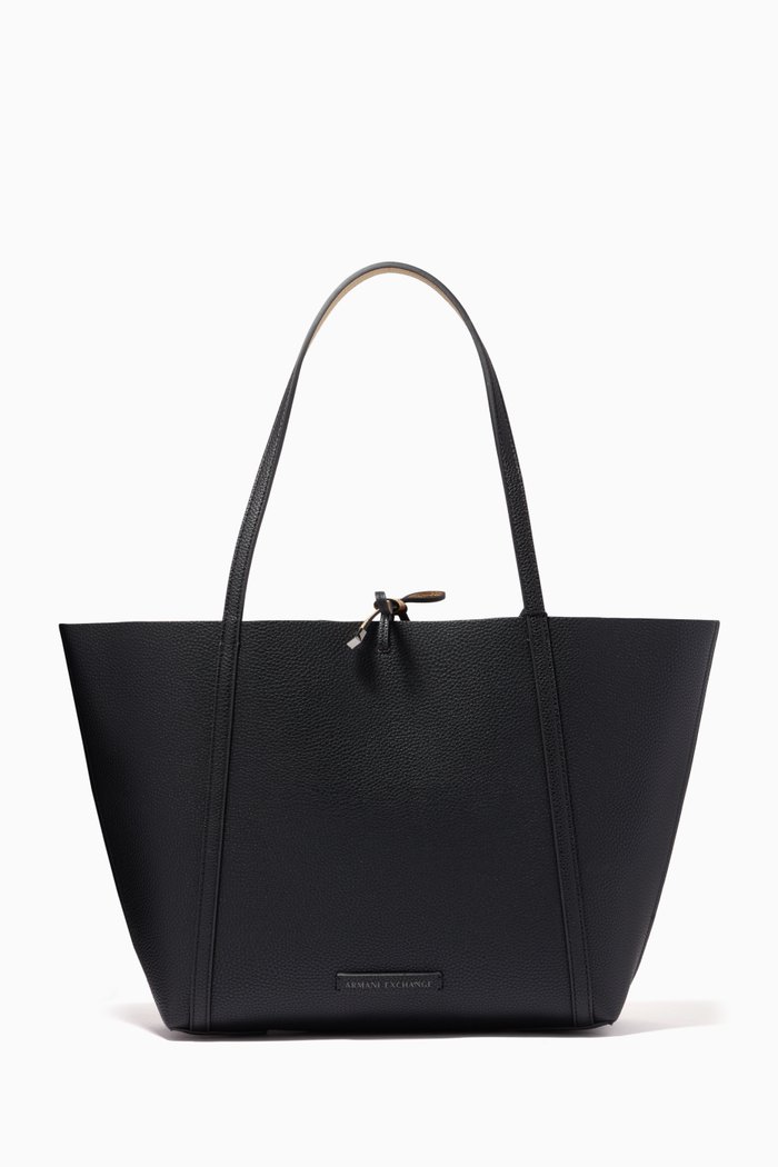 

Medium Reversible Tote in Pebbled Faux Leather, Black