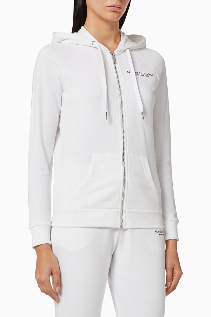 

Logo Zip Hoodie in Cotton Terry, White