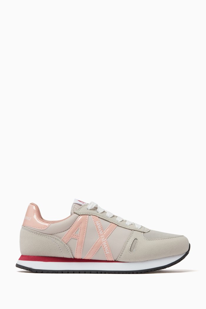 

Icon Logo Sneakers in Faux Leather & Fabric, Neutral