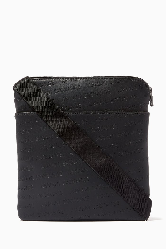 

Embossed Logo Shoulder Bag, Black