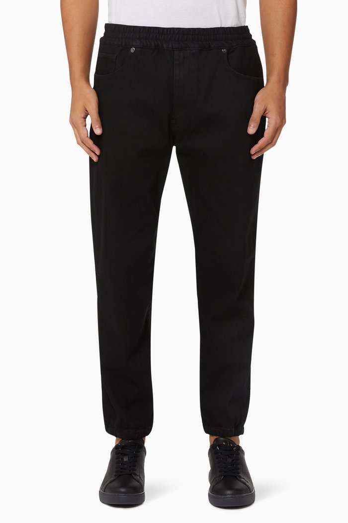 

Slim-Fit Denim Jogger Pants, Black