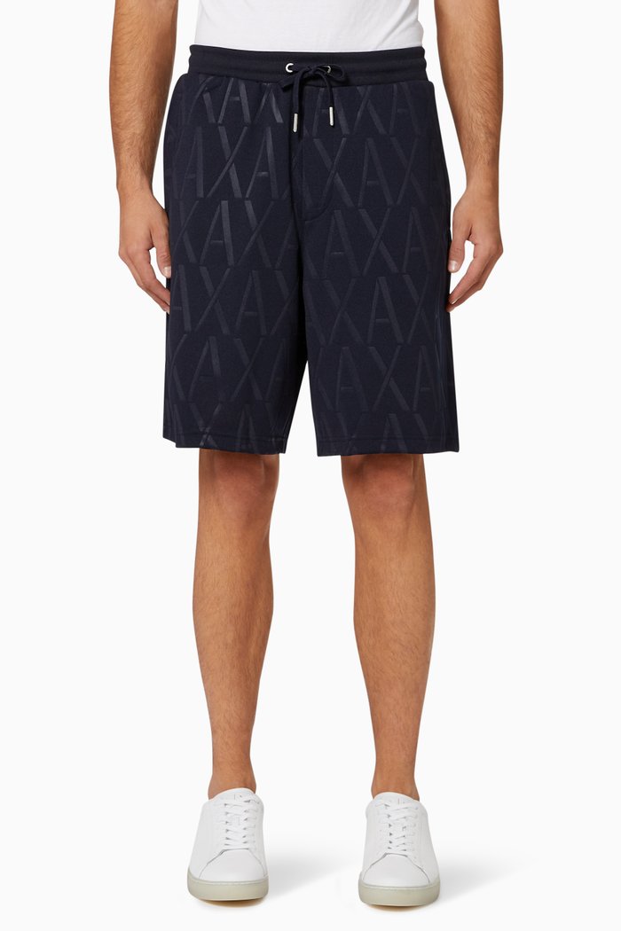 

Raised Print Jersey Shorts, Blue