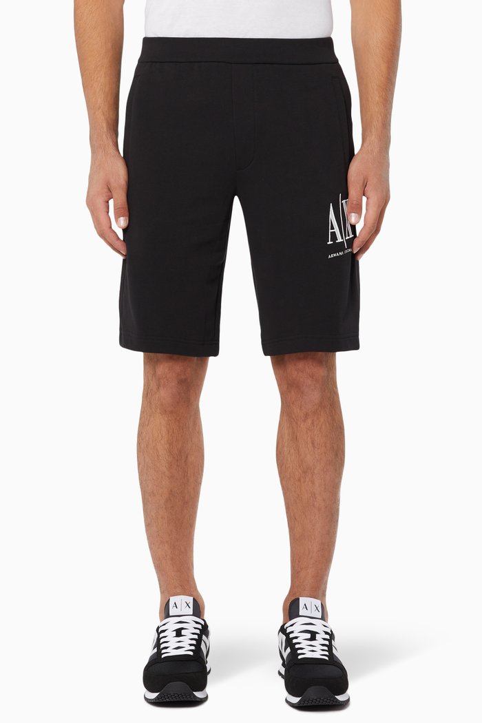 

Logo Embroidery Cotton Shorts, Black