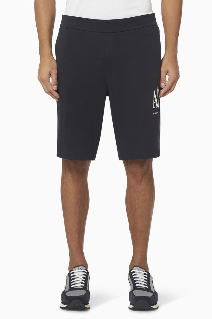 

Logo Embroidery Cotton Shorts, Blue