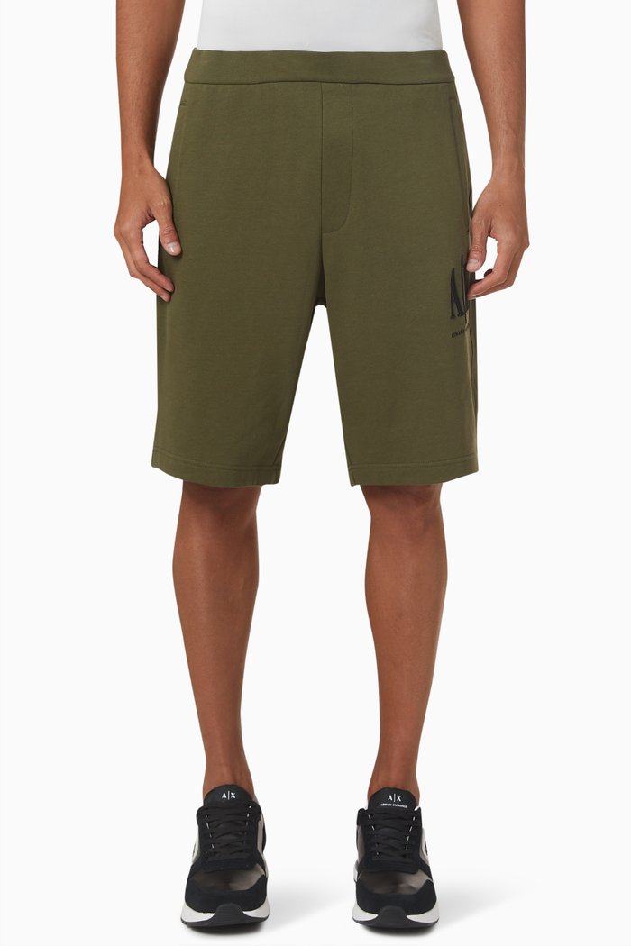 

Logo Embroidered Shorts in Cotton, Green