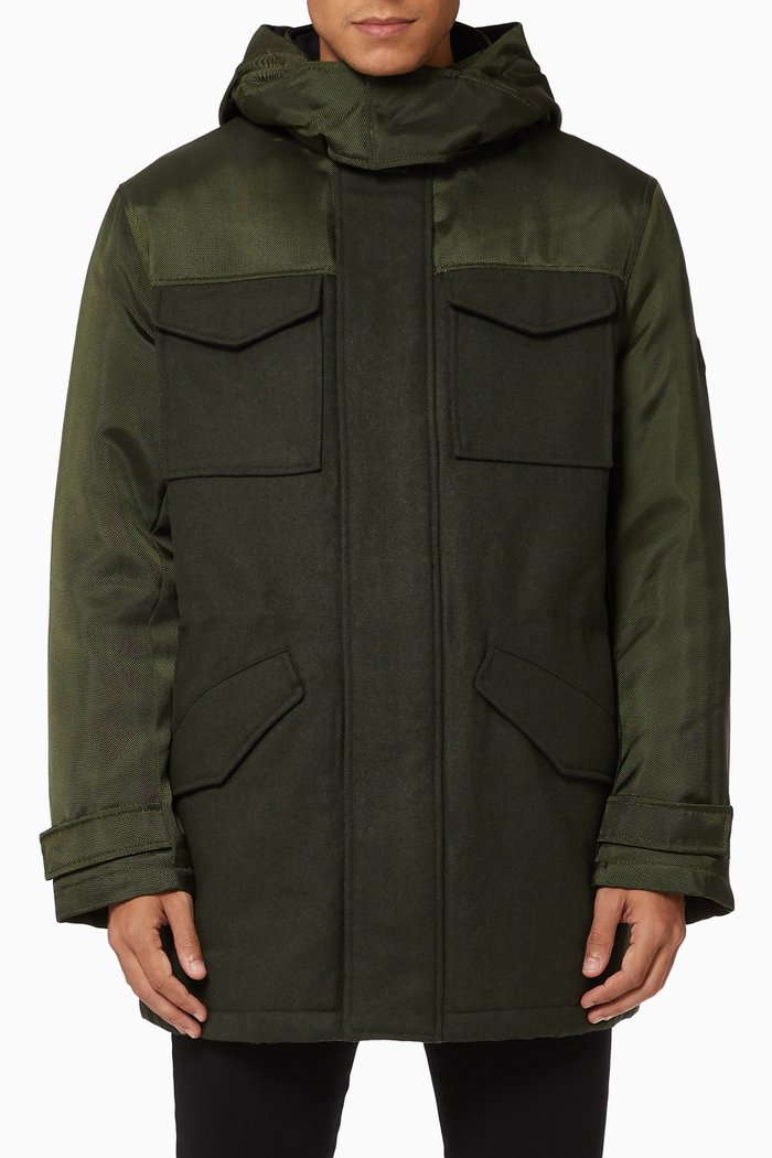 

Recycled Wool Blend Padded Jacket, Green