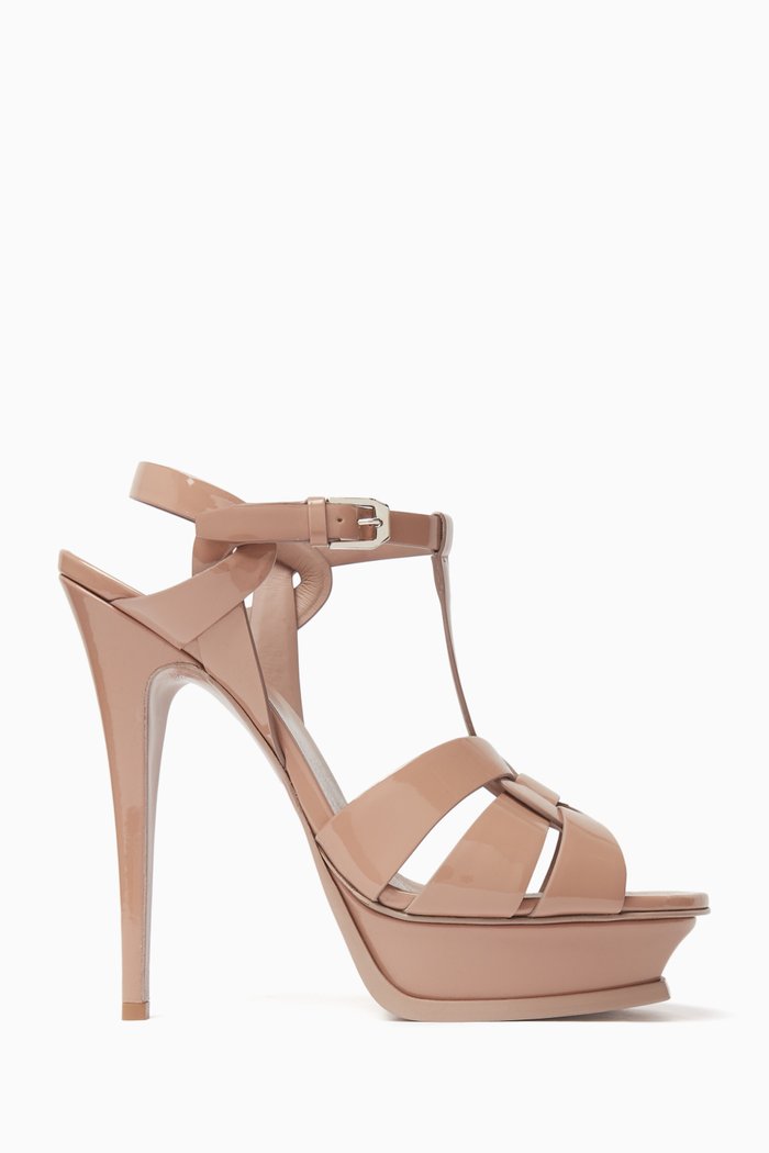 Tribute 135 Platform Sandals in Patent Leather, Neutral