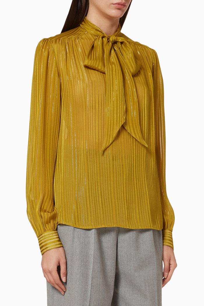 

Lavalliere Silk Blouse, Gold