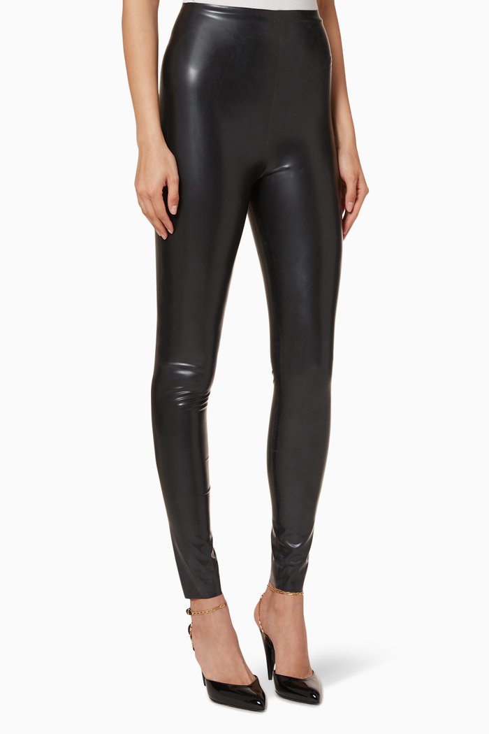 

High-Rise Latex Leggings, Black