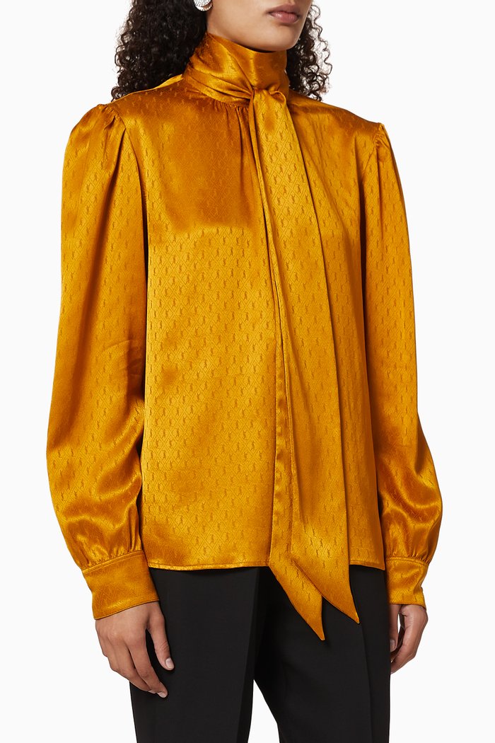 Lavallière Blouse in Silk, Yellow