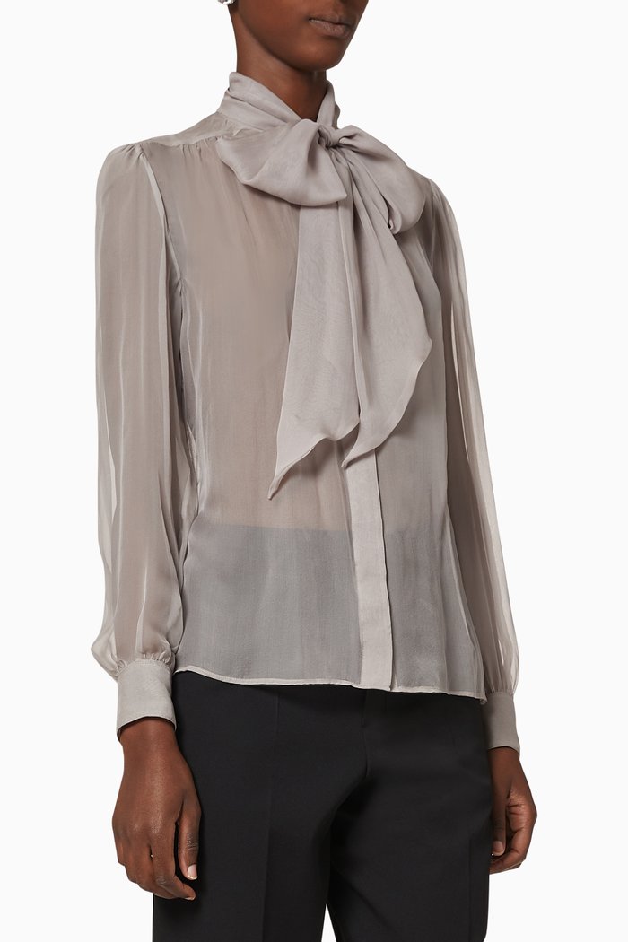 

Lavallière Blouse in Silk, Grey