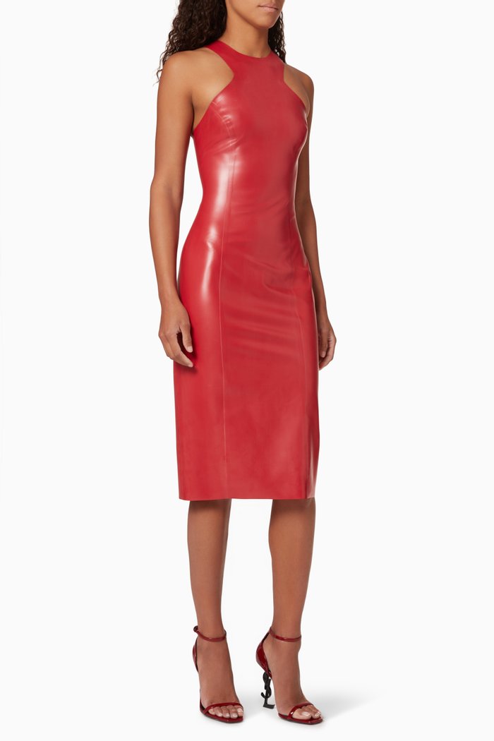

Latex Racer Midi Dress, Red