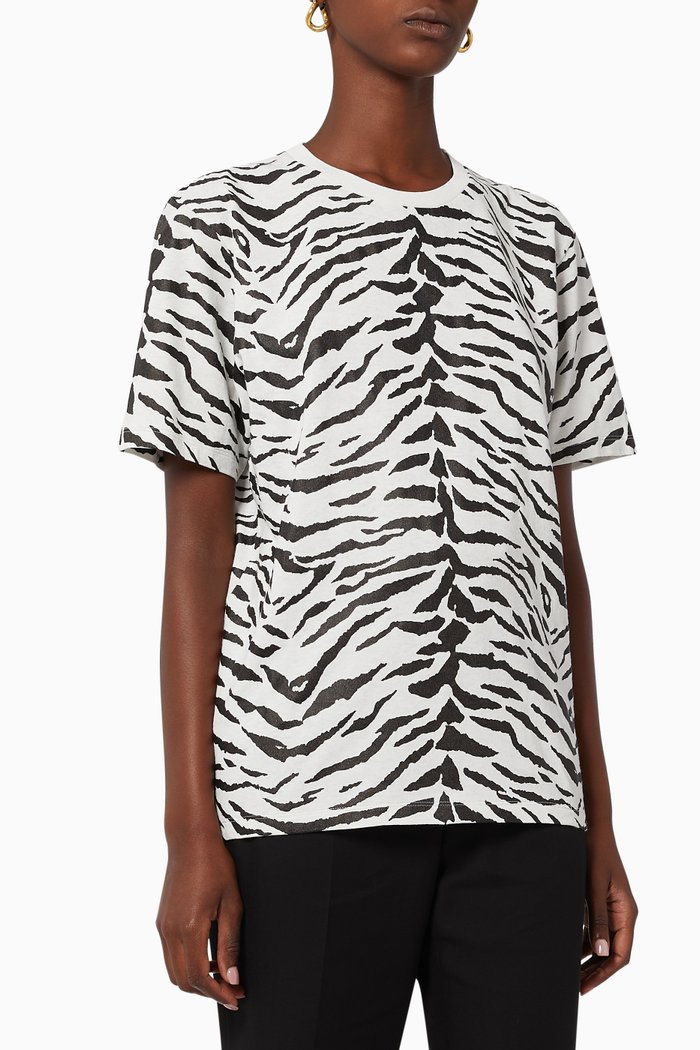 

Zebra Print Cotton T-Shirt, White