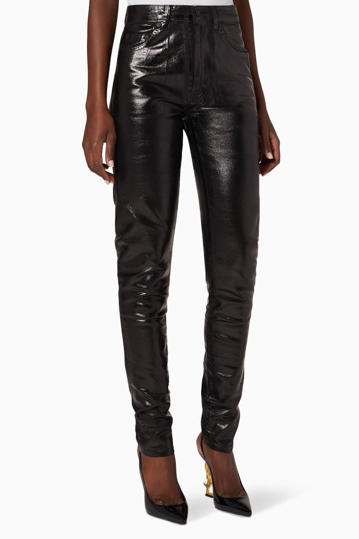 

Skinny Jeans in Shiny Vinyl Denim, Black