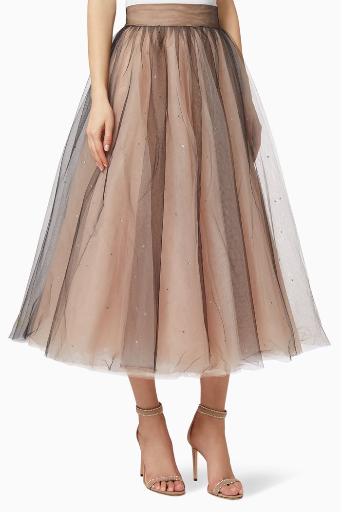 

Ballerina Crystal Embellished Tulle Skirt, Black