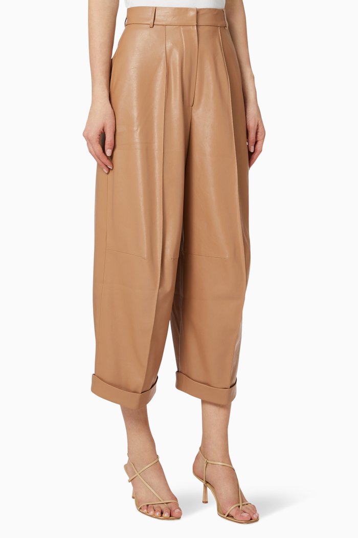 

Vegan Leather Cropped Pants, Neutral